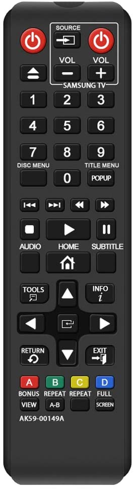 Gvirtue AK59-00149A Remote Replacement for Samsung DVD BD Blu-Ray Disc Player Remote, Applicable BDF5100/ZA BD-ES5300 BD-FM51 BD-FM57C BD-H5100 BD-H5900.