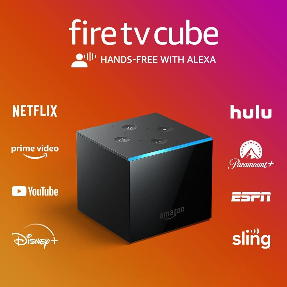 Fire TV Cube, Hands-free streaming device with Alexa, 4K Ultra HD, includes Alexa Voice Remote