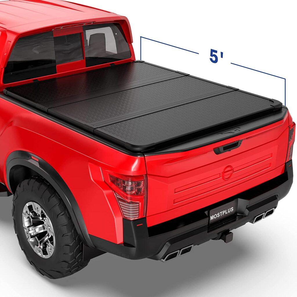 MOSTPLUS Tri-Fold Hard Truck Bed Tonneau Cover On Top Compatible for 2005-2022 Nissan Frontier 3 Fold Solid 5 FT