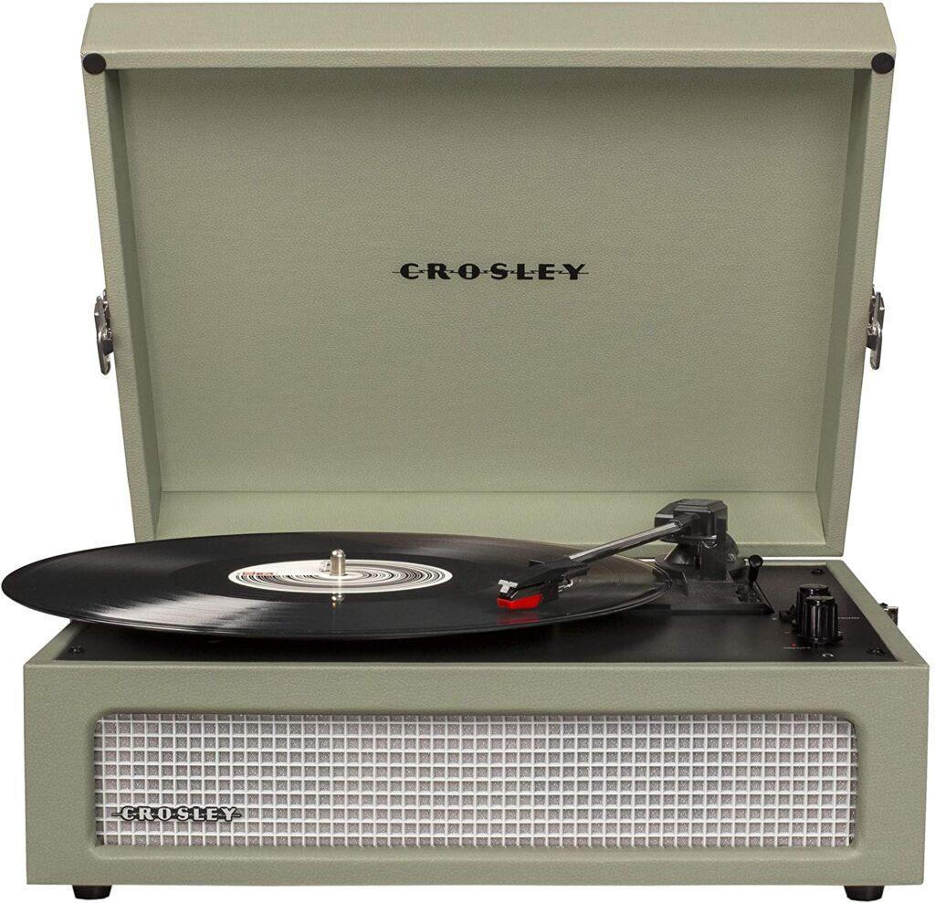 Crosley CR8017A-SA Voyager Vintage Portable Turntable with Bluetooth Receiver and Built-in Speakers, Sage