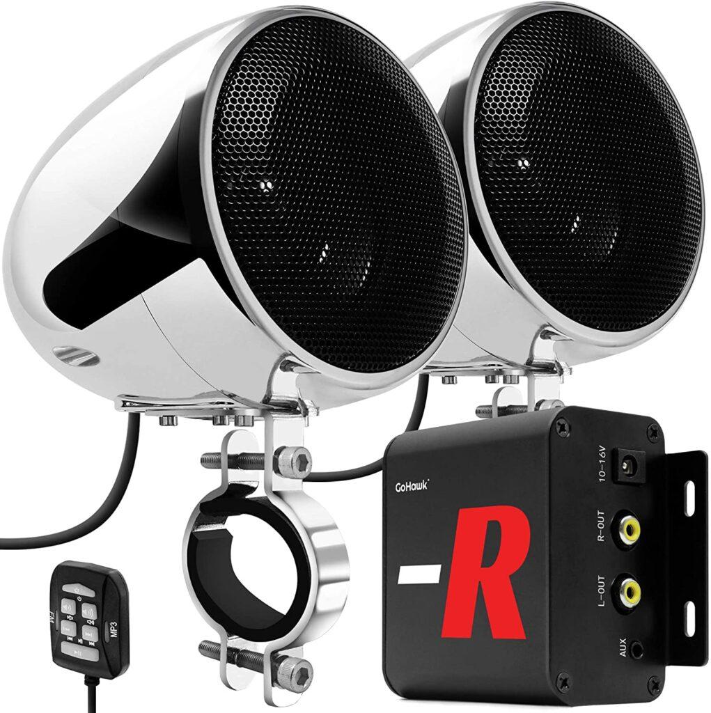 GoHawk TN4-R Amplifier 4" Full Range Waterproof Bluetooth Motorcycle Stereo Speakers