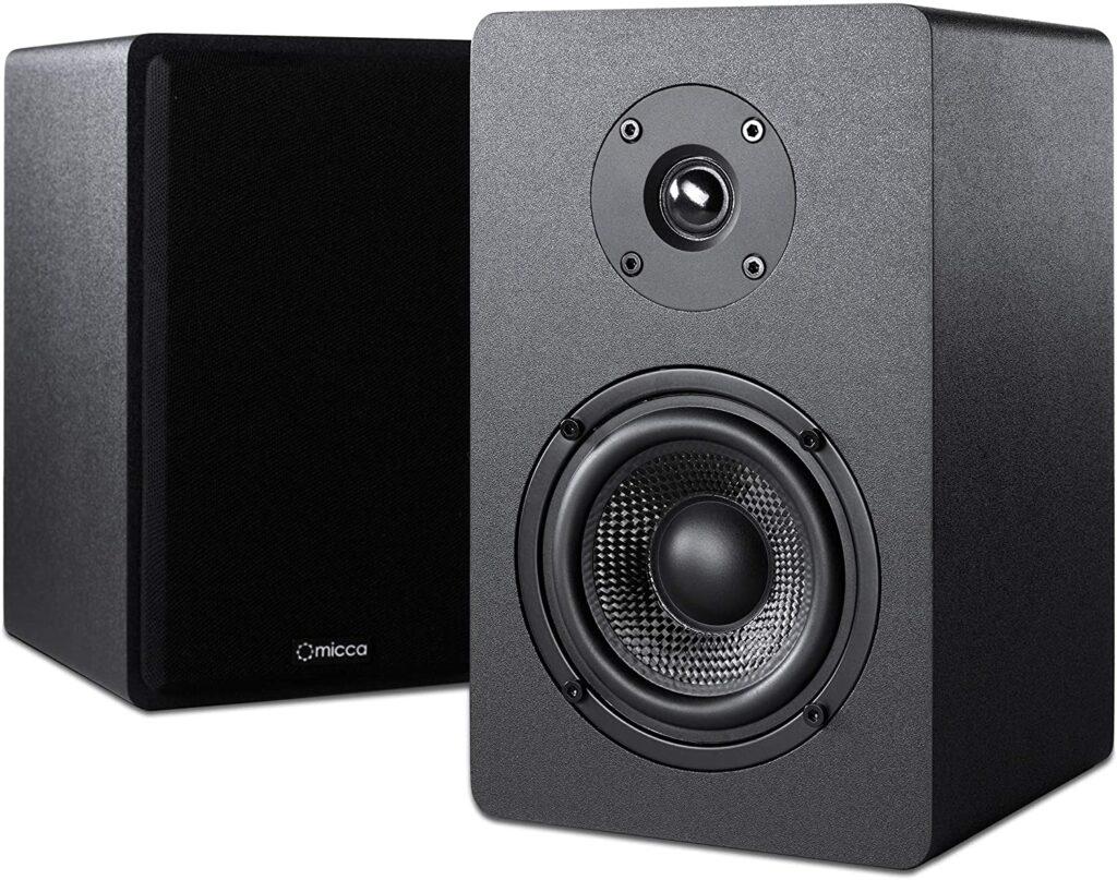 Micca PB42X Powered Bookshelf Speakers, 30-Watt RMS Power, Active Near Field Studio Monitors, 2-Way (Black, Pair)