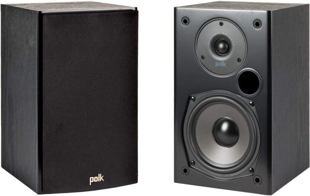  Polk Audio T15 100 Watt Home Theater Bookshelf Speakers – Hi-Res Audio with Deep Bass Response | Dolby and DTS Surround | Wall-Mountable| Pair, Black