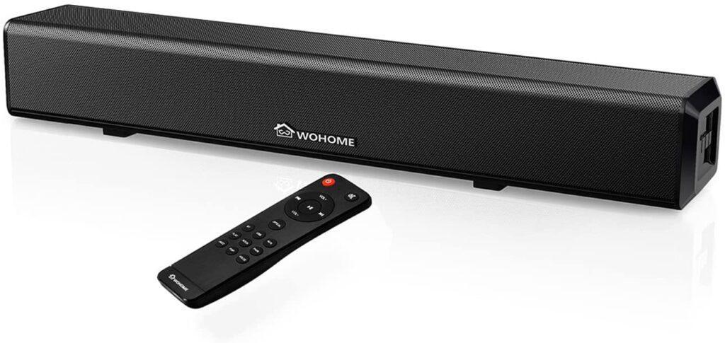 Wohome Small Sound Bars for TV, 50W 16-Inch Ultra Slim Mini Surround Soundbar Speakers System with Wireless Bluetooth 5.0 Optical AUX USB Connection, 5 Equalizer Modes, for 4K & HD TVs, Model S66