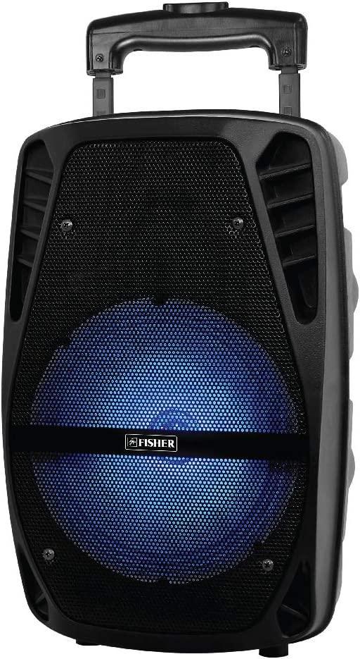 Speakers Bluetooth Wireless with Lights by FISHER: 1800w Peak Power 8" Lightweight DJ Portable Karoke Machine. Tailgate Light Up Speaker, Bluetooth, and Microohone + Remote Control Included