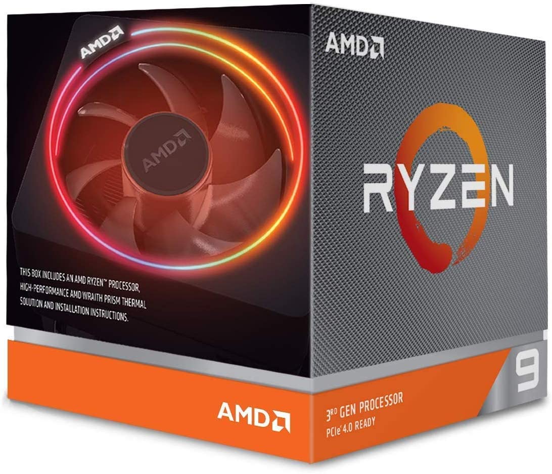 AMD Ryzen 9 3900X 12-core, 24-thread unlocked desktop processor with Wraith Prism LED Cooler