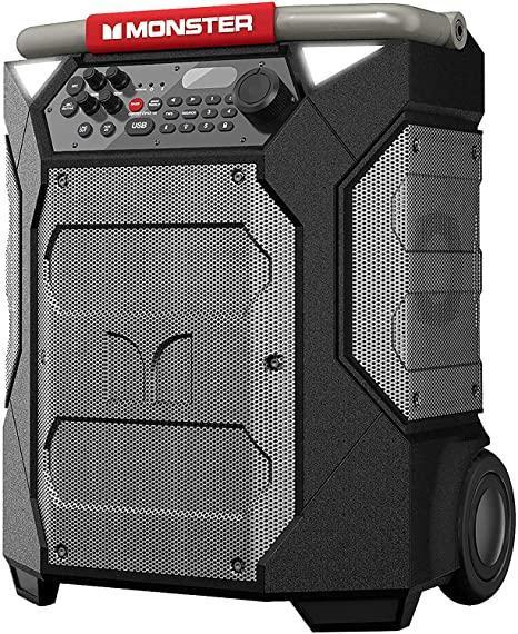 Monster Rockin' Roller 270 Portable Indoor/Outdoor Wireless Speaker, 200 Watts, Up to 100 Hours Playtime, IPX4 Water Resistant, Qi Charger, Connect to Another TWS Speaker