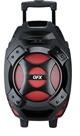 QFX PBX-61081BT/RD Portable Bluetooth Party Speaker, Red