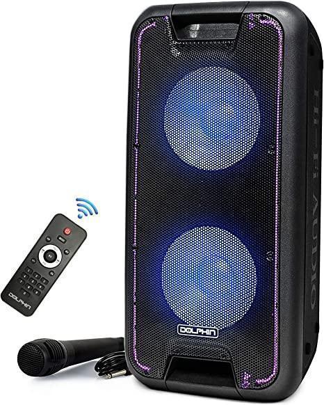 Dolphin SP-210RBT Portable Bluetooth Party Speaker on Wheels with Lights, 10" PartyBox