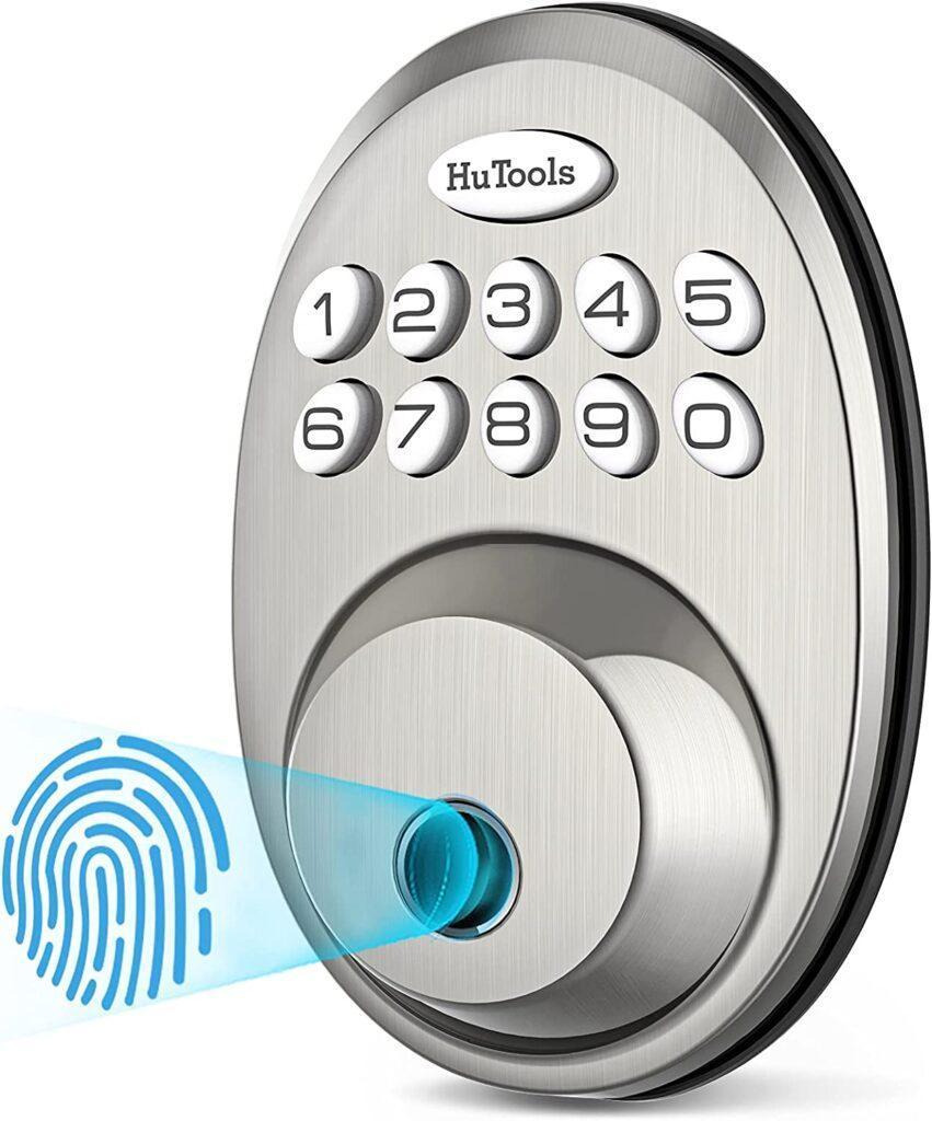Fingerprint Deadbolt Door Lock, HuTools Biometric Keyless Entry Door Lock with Electronic Keypad
