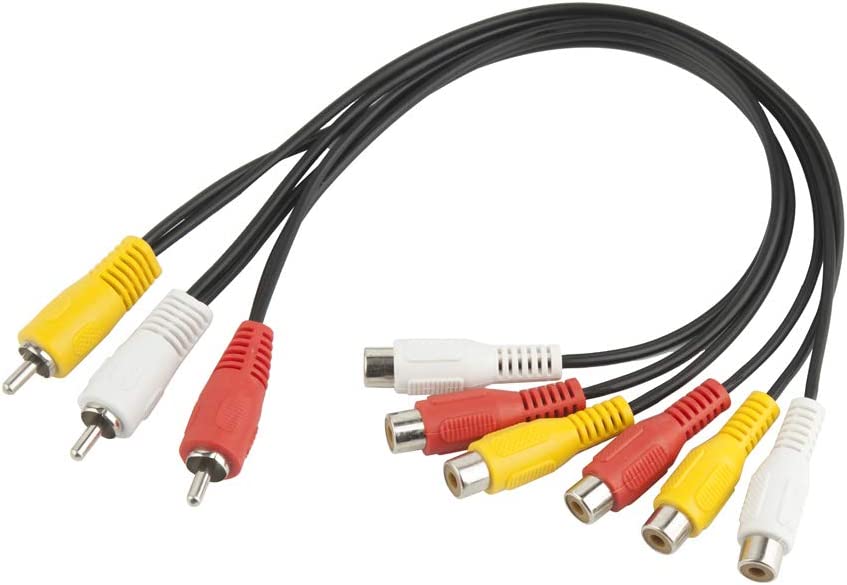  TENINYU 3 RCA Cable Splitter, 3 RCA Male to 6 RCA Female Plug AV Splitter Audio Video Adapter Cable 12inch