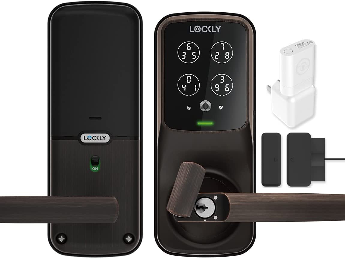 Lockly PGD628WVB Secure Pro Latch, Wi-Fi Smart Lock with Fingerprint for Front Door, Digital Keypad Door Lock Set, Venetian Bronze