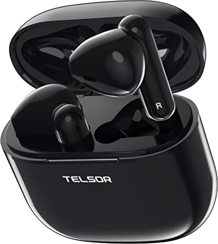 Wireless Earbuds Bluetooth Headphones, TELSOR Touch Control Stereo Sound Bluetooth Earbuds with Noise Cancelling Mic for Calls, 30H Playtime, IPX7 Waterproof Earbuds for iPhone, Android, Black