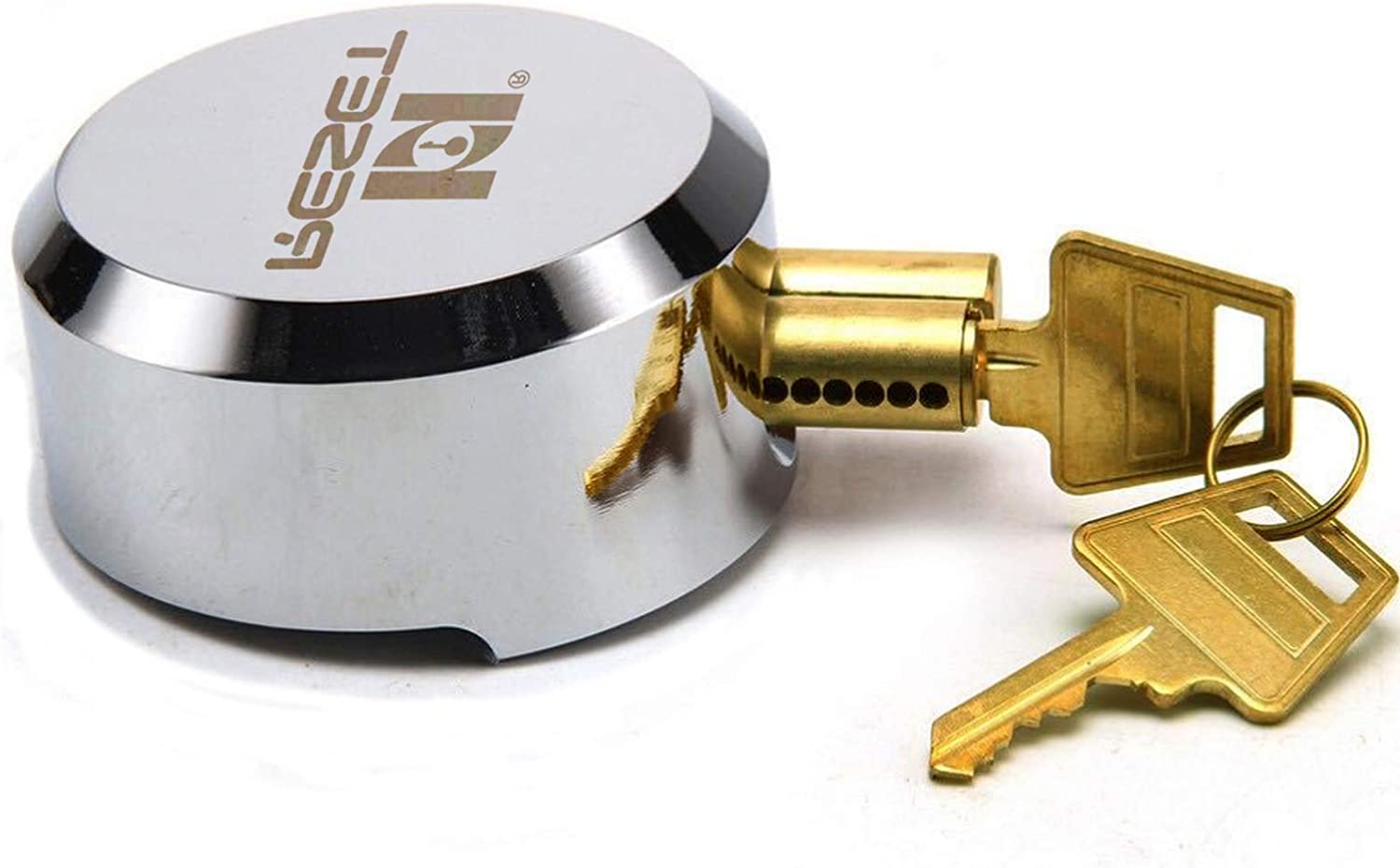 RST-903 Hidden Shackle Padlock Keyed Different Trailer Van Truck Door Hockey Puck Lock Solid Steel Sliver