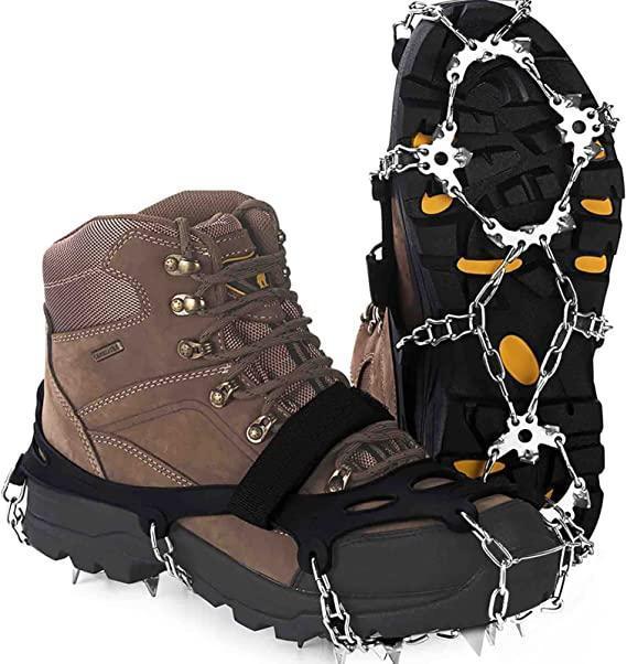 EnergeticSky Upgraded Version of Walk Traction Ice Cleat Spikes Crampons,True Stainless Steel Spikes and Durable Silicone,Boots for Hiking On Ice & Snow Ground,Mountian.