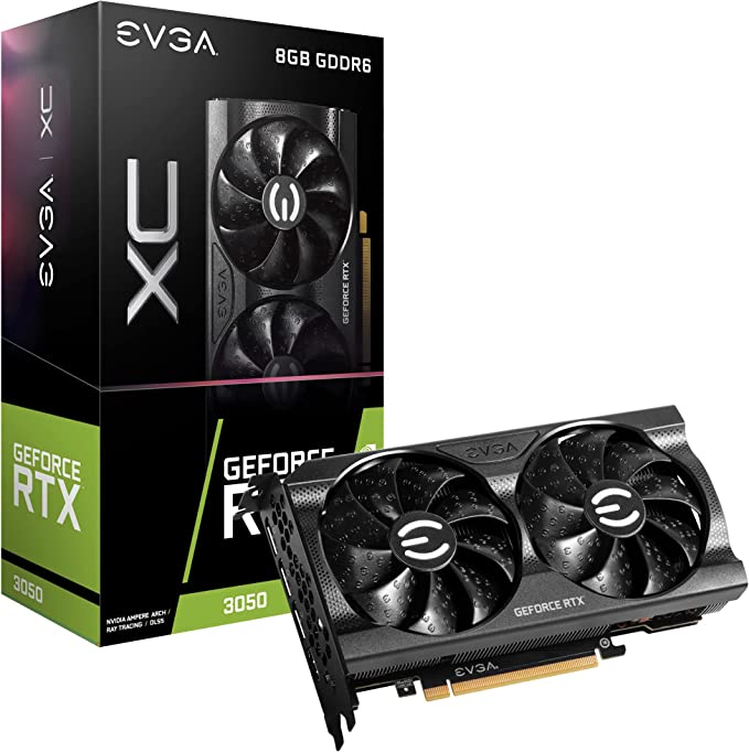 EVGA GeForce RTX 3050 XC Gaming, 08G-P5-3553-KR, 8GB GDDR6, Dual-Fan, Metal Backplate