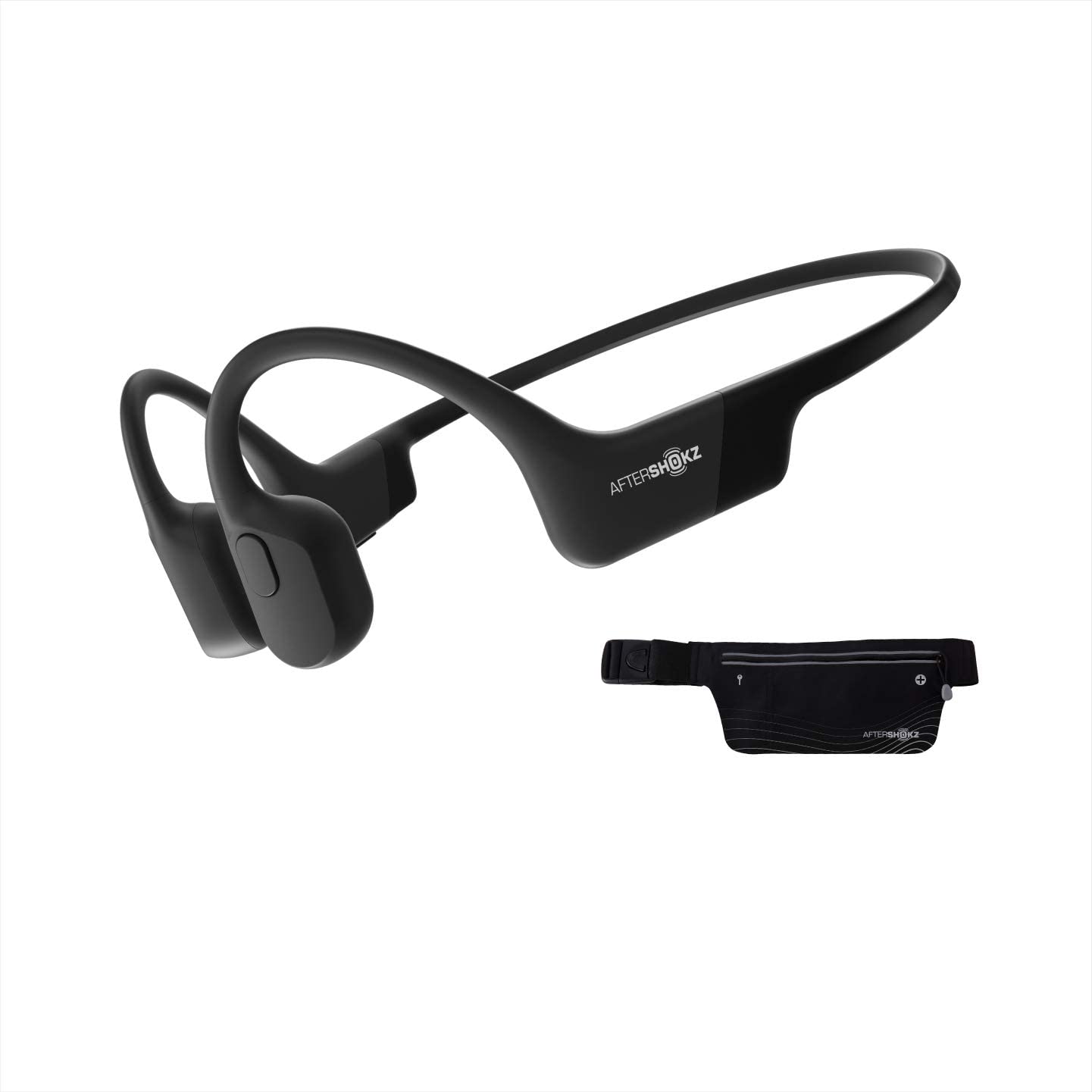 AfterShokz Aeropex - Open-Ear Bluetooth Bone Conduction Sport Headphones - Sweat Resistant Wireless Earphones for Workouts and Running - Built-in Mic - with Sport Belt