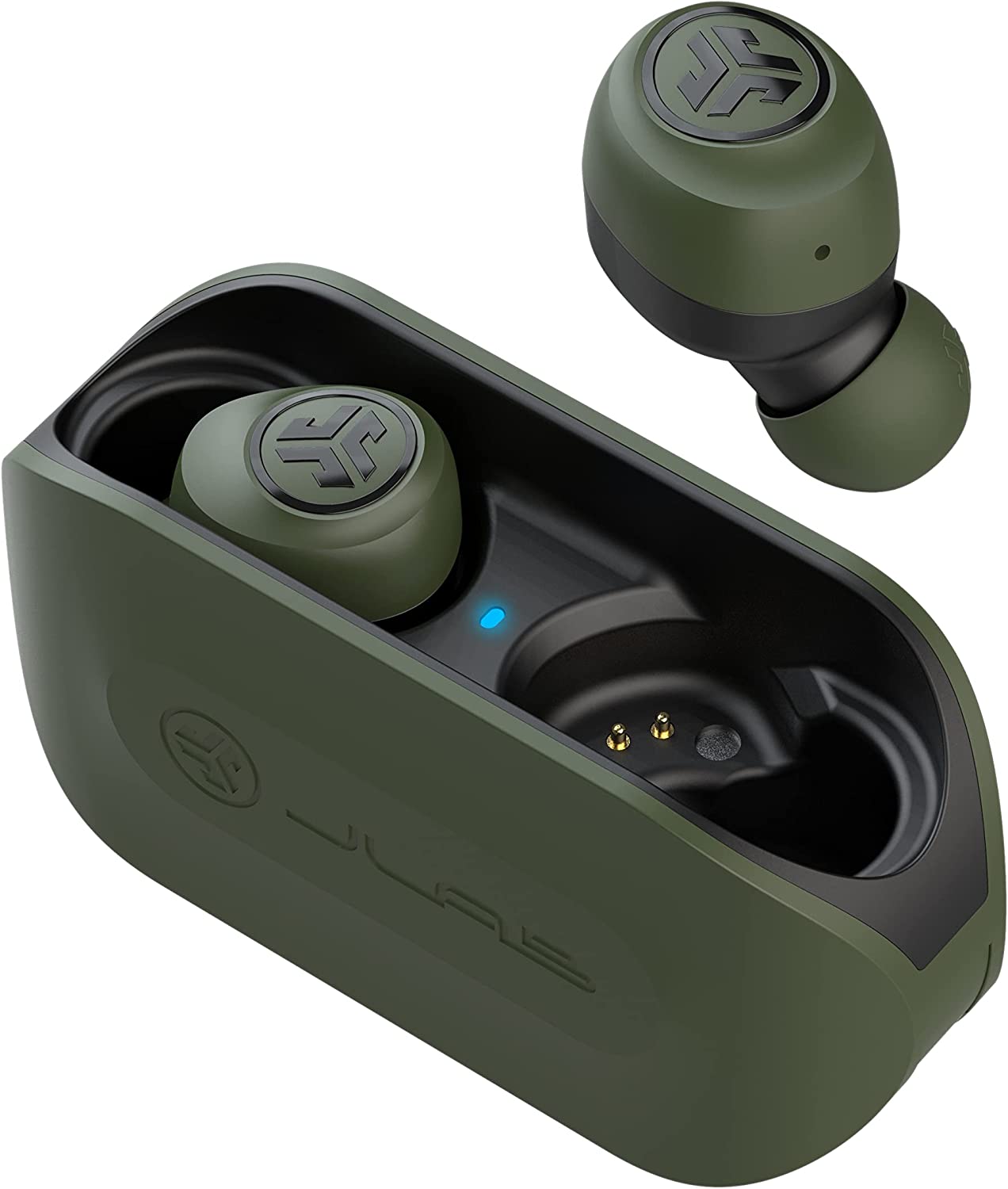 JLab Go Air True Wireless Bluetooth Earbuds + Charging Case | Green | Dual Connect | IP44 Sweat Resistance | Bluetooth 5.0 Connection | 3 EQ Sound Settings: JLab Signature, Balanced, Bass Boost
