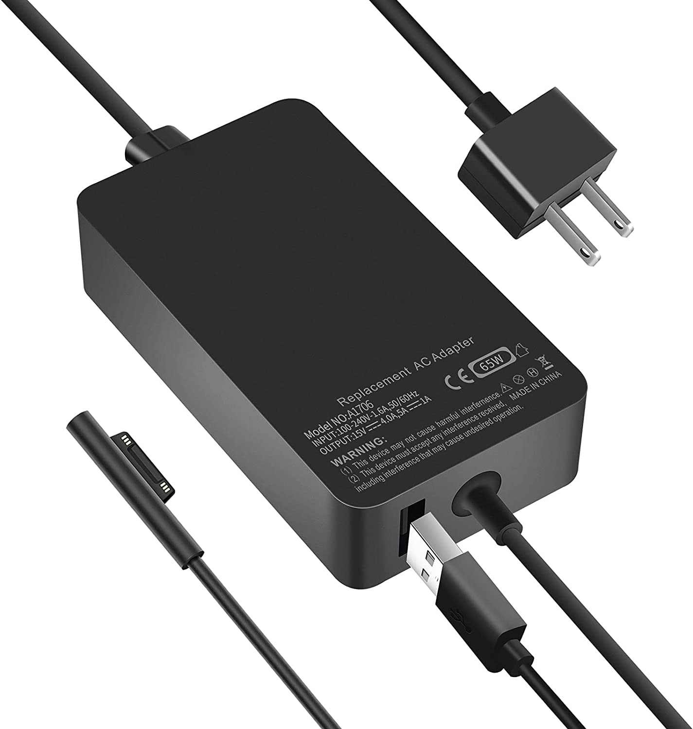 Surface Pro Charger, CZRR 65W 15V 4A Microsoft Surface Charger Supply for Surface Pro X 7 6 5 4, Surface Laptop 3/2/1, Surface Go 2/1, Surface Book with 6ft Power Cord
