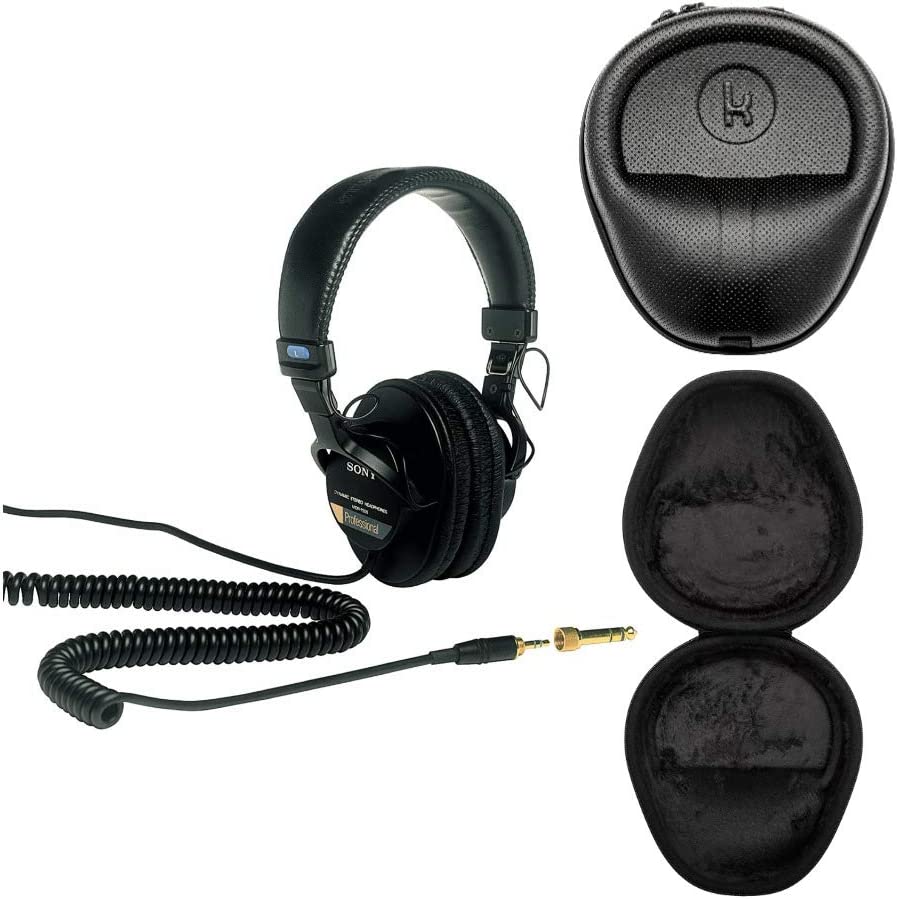 Sony MDR7506 Professional Large Diaphragm Headphone with Knox Gear Hard Shell Headphone Case Bundle (2 Items)