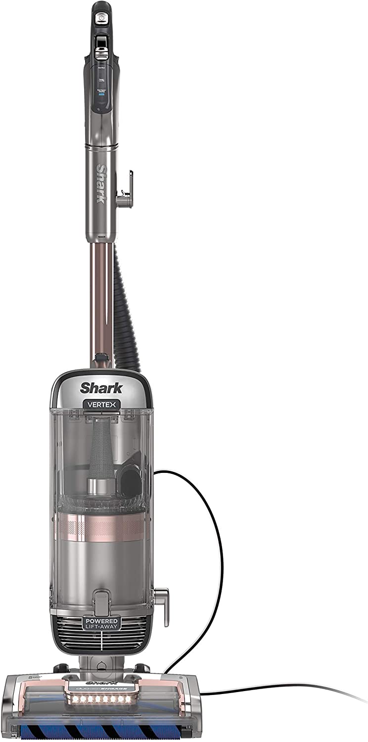 Shark AZ2002 Vertex Powered Lift-Away Upright Vacuum with DuoClean PowerFins, Self-Cleaning Brushroll, Large Dust Cup, Pet Crevice Tool, Dusting Brush & Self-Cleaning Pet Power Brush, Silver/Rose Gold