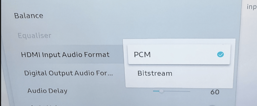 What is the difference between PCM and Bitstream on Samsung TVs?